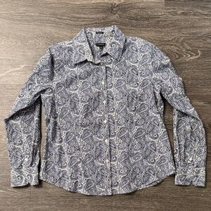 Talbots Blue and White Paisley Button Down Shirt
